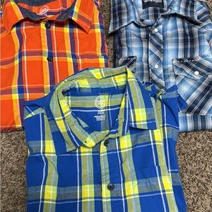 Wrangler & Wonder Nation Kids Button Down Shirts - Orange, Blue, Green